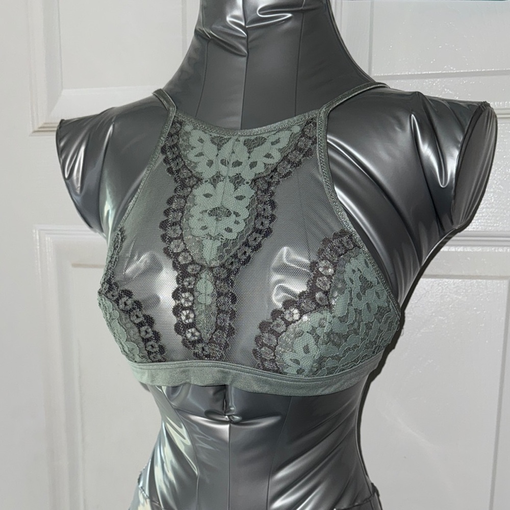 Victoria’s Secret Lace Halter Bralette in Sage Green